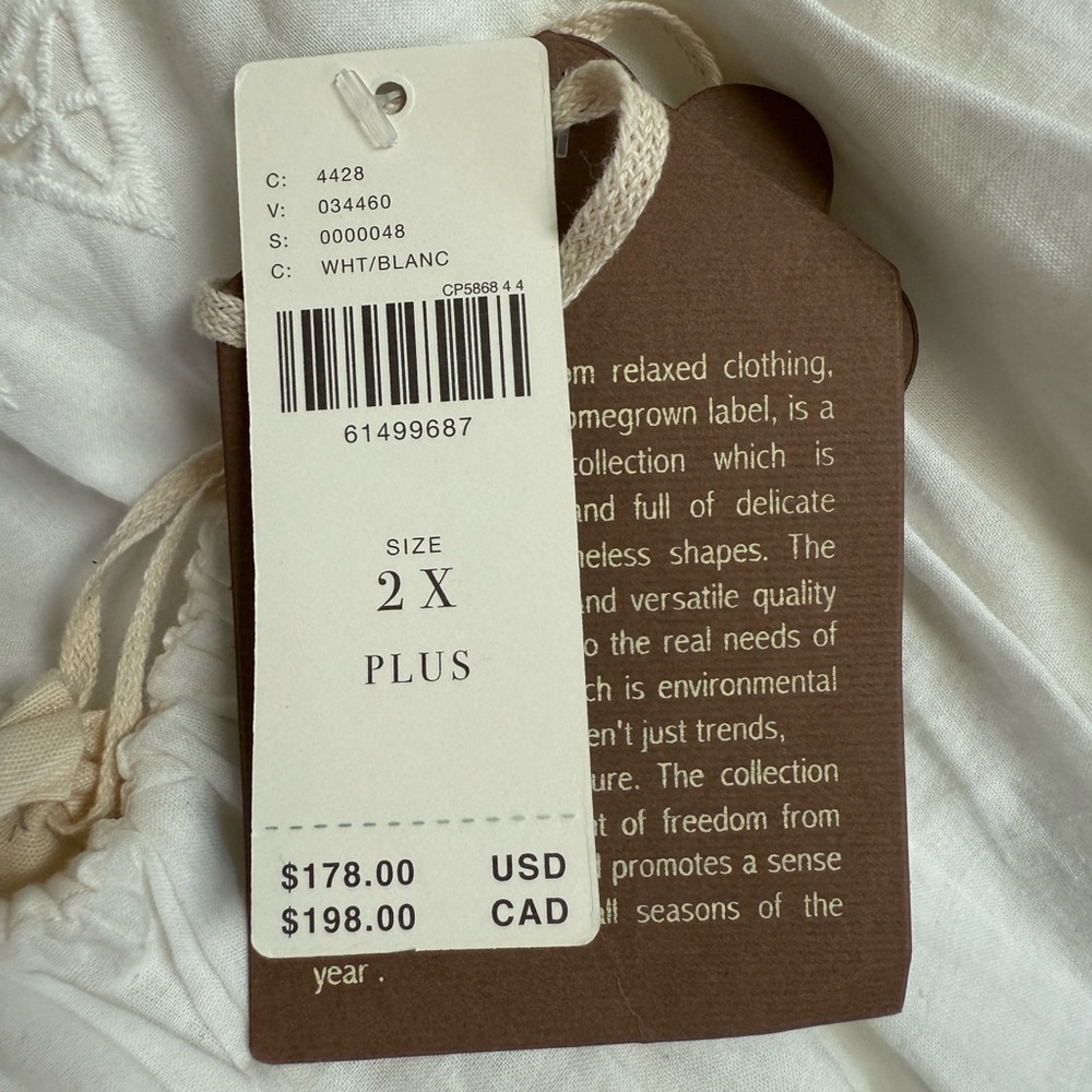 NWT Anthropologie Plus Size Cotton Dress 1X, White, Boho, Flowy, Lightweight - Picture 14 of 16
